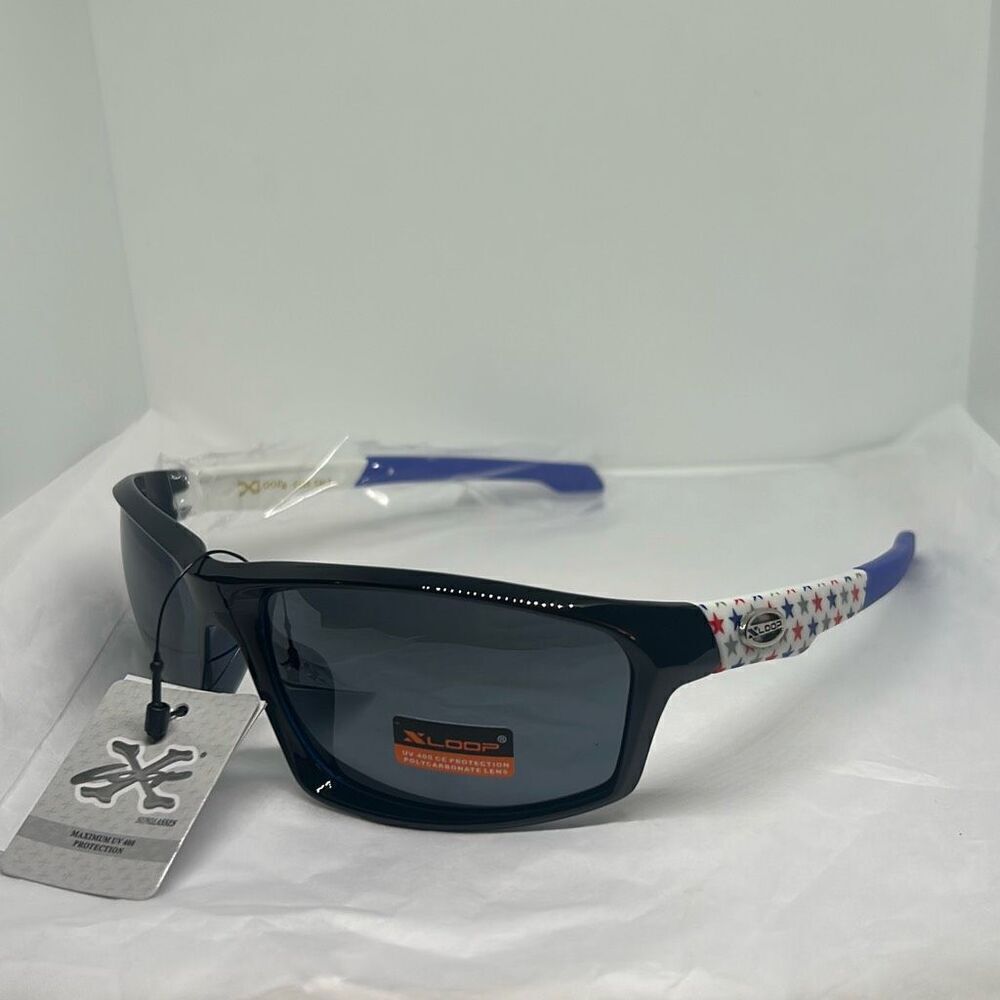 XLoop Patriotic Sunglasses – UV Protection, Red White & Blue Stars